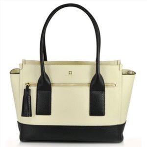 Kate Spade Southport Avenue Oden Cream/Beige and Black Handbag w/ Tassle